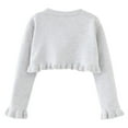 thumbnail image 3 of fatyb Girls Cardigan Sweater Kids Long Sleeve Ruffle Crop Jacket Button Closure Casual Knit Cover Up, 3 of 7