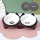 thumbnail image 1 of Cuenco de cerámica para gatos, cuenco doble para agua, protección para la columna cervical, patas altas, oblicuas para gatos, 1 of 6