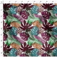 thumbnail image 4 of Soimoi Tissu Satin Modal Violet Feuilles Tropicales Imprimé 1 Yard 42 Pouces de Large, 4 of 5