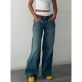 thumbnail image 3 of Women's Wide Leg Boyfriend Jeans Wide Straight Leg Denim Pants Low Rise Baggy Jeans Casual Loose Jeans, 3 of 7