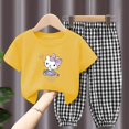 thumbnail image 3 of Hello Kitty algodón dibujos animados Casual niñas impreso camiseta traje niños novedad de verano Casual deportes manga corta + conjunto de pantalones largos, 3 of 5