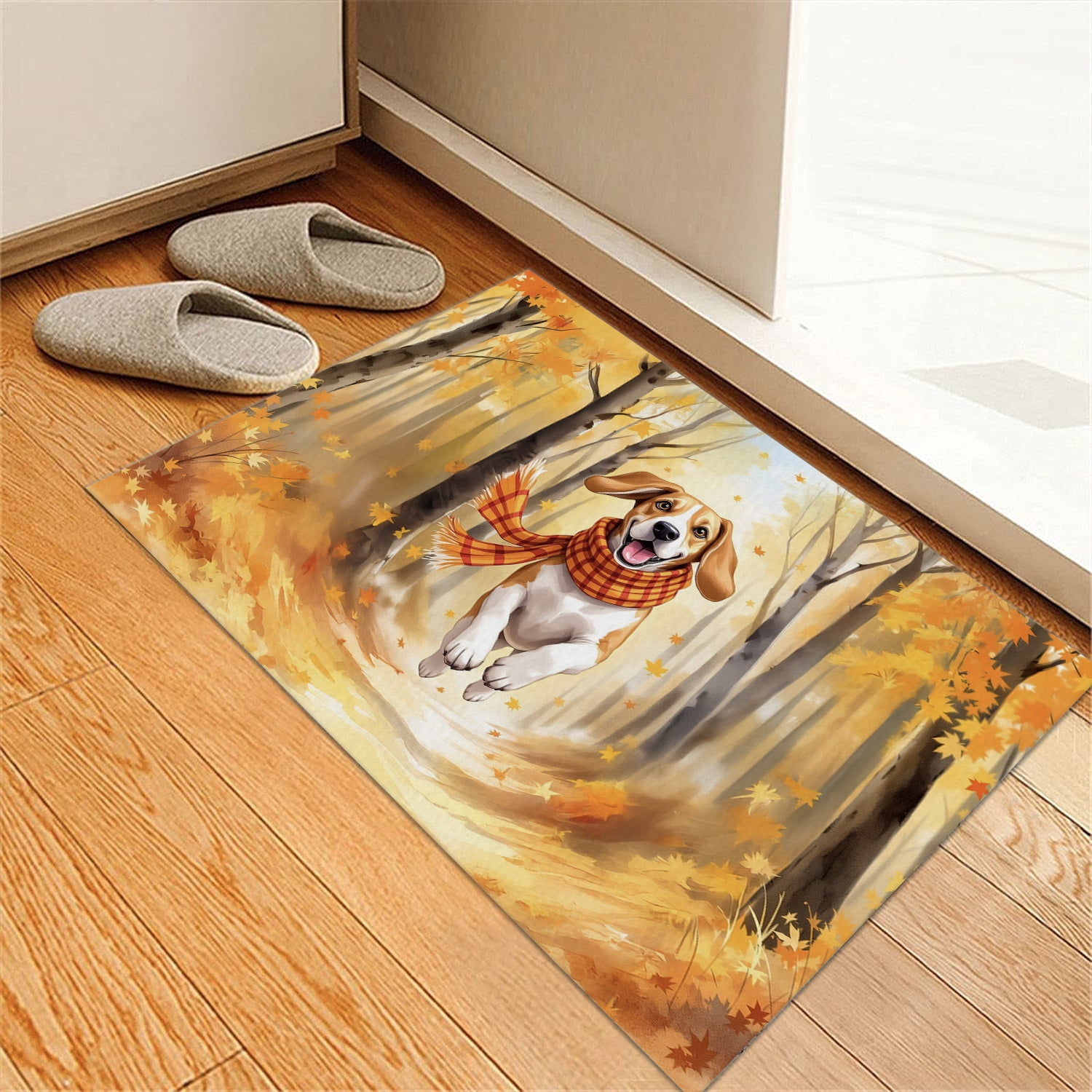 Welcome Fall Beagle Strolling Through the Autumn Maple Forest Doormat Beagles Dog Lover Gifts Idea Indoor Outdoor Welcome Mat - 12012