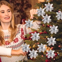 XYAIYT 6 pc Christmas Tree Floral Picks Artificial Flowers Clip On Holiday Decorations Durable Long Lasting Simulation Flowers for Wreaths Garlands Table Centerpieces Silver 3.9in