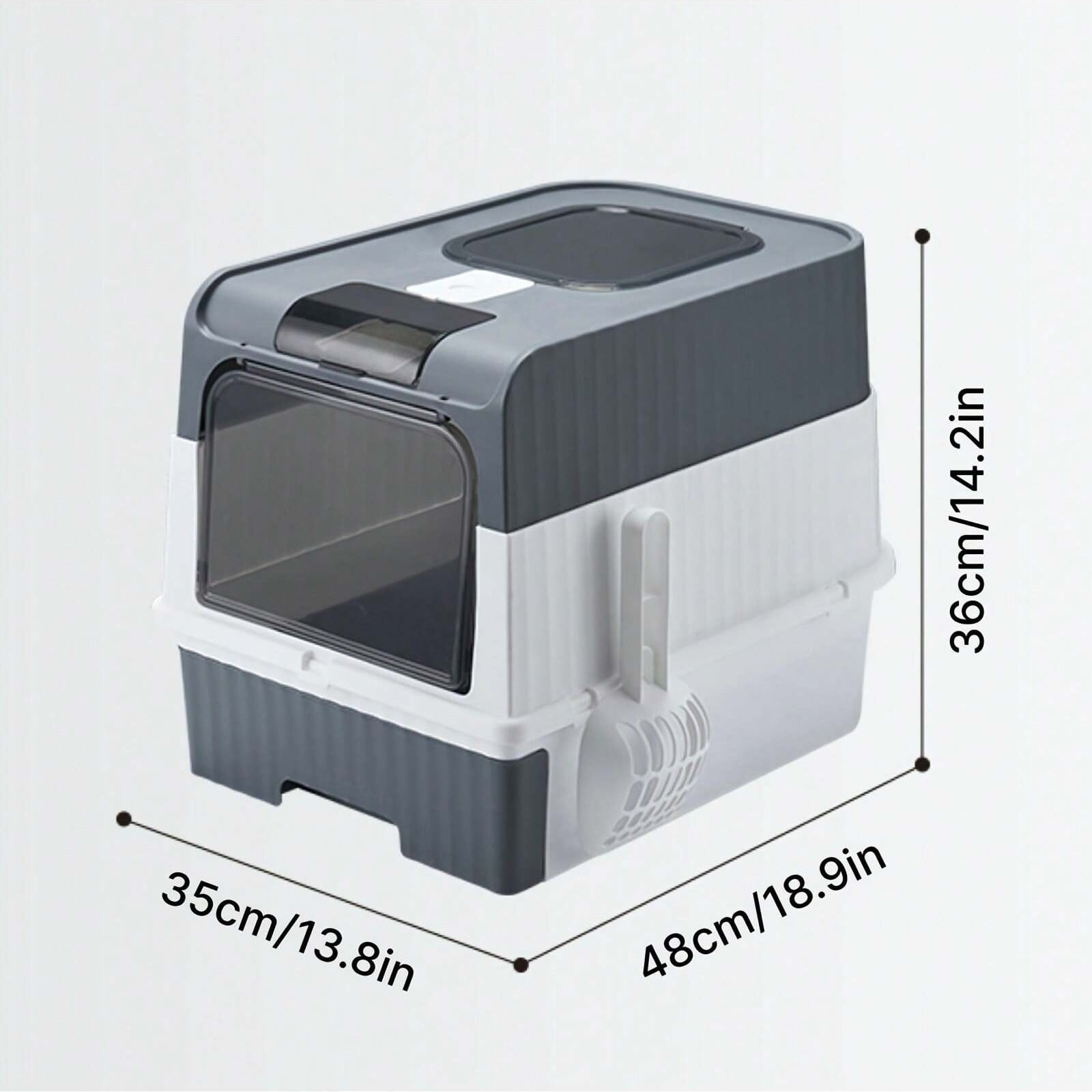 Fully enclosed cat litter box, drawer cat litter box design, reduce odor and cat litter splash, cats can enter from the bottom door and exit from the top, recommended for cats under 6kg/13 pounds