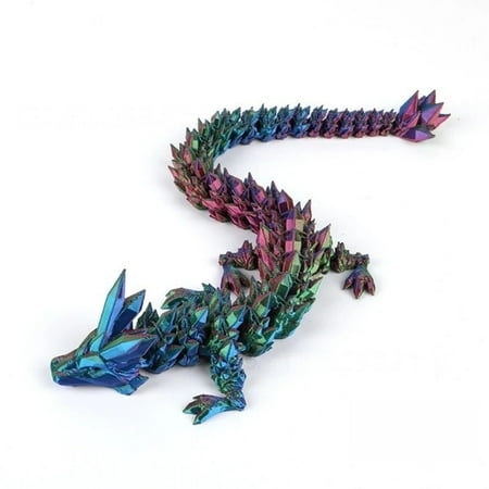 2Pc(Blue Red Green Purple Red ) 22Cm 3D Printed Dragon Figurines Articulated Crystal Gemstone Dragon Diamond Dragon Figurine Set 3D Animal Figurines.