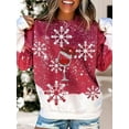 thumbnail image 3 of BeautyIn Blouse Imprimée Flocon de Neige Col Rond pour Femmes Chemise Décontractée Ample Pull Chandails en Molleton, 3 of 3