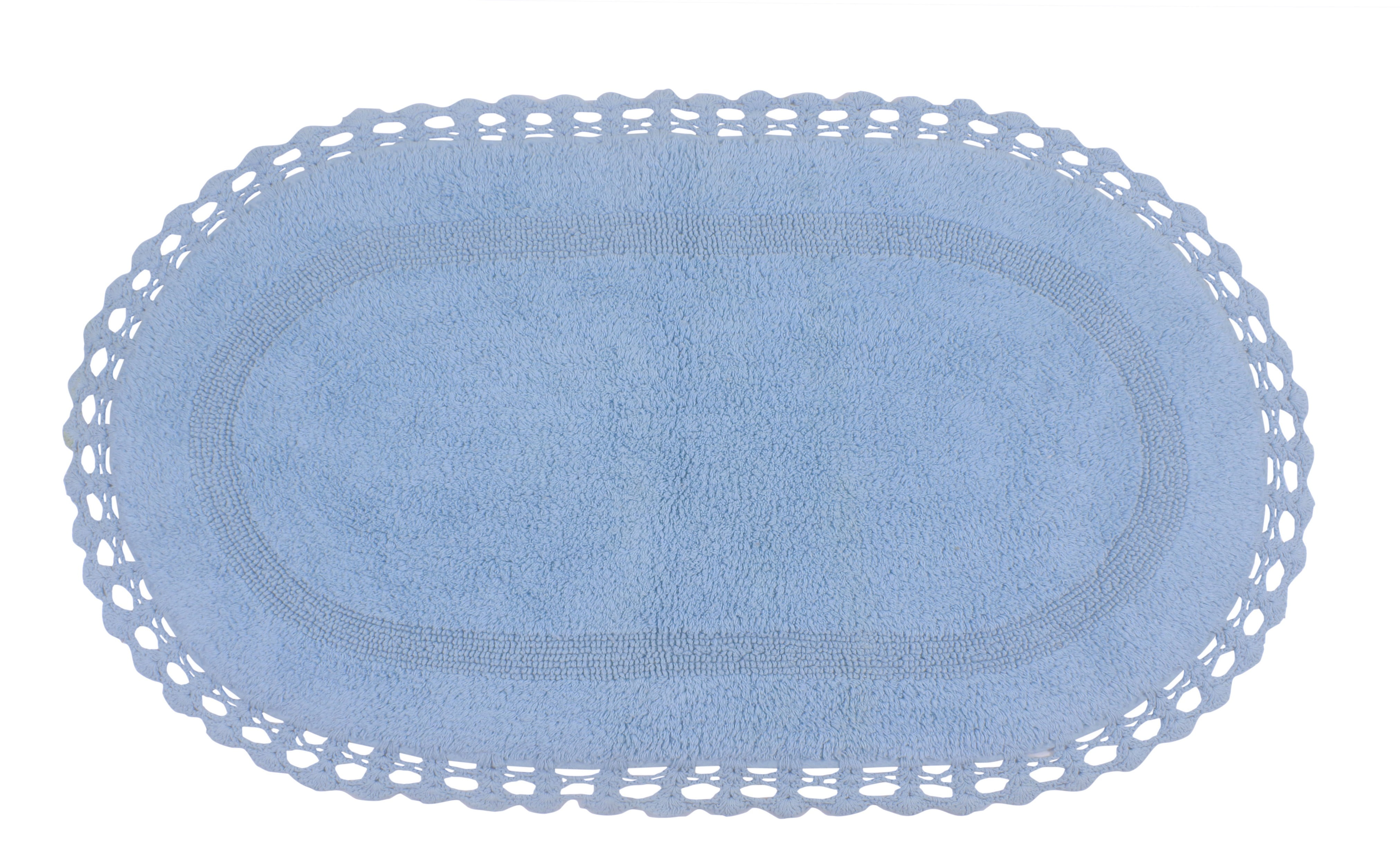 Home Weavers Hampton Crochet Bath Mat 100% Cotton Bathroom Rugs Set, Washable Rug, Extra Soft and Absorbent bath Rug, Kitchen Mat, Bath Mat Set, Bath Floor Mat Reversible, 24"x40" Rectangle, Blue