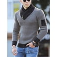 thumbnail image 2 of Suéter de hombre de talla grande de otoño, jersey de manga larga, bufanda de moda, suéter de cuello alto para hombre integrado, 2 of 6