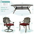 thumbnail image 6 of MEETWARM 9-Piece Outdoor Patio Dining Set, All-Weather Cast Aluminum Patio Conversation Set with 6 Stationary, 2 Swivel Rocker Chairs, 1 Oval Table, 8 Cushions, 2.2" Umbrella Hole, Chili Red, 6 of 7