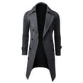 thumbnail image 3 of Men's Tops Long Sleeve Shirts Winter Men Slim Stylish Trench Coat Double Breasted Long Jacket Coat Gray qILAKOG Size XXL, 3 of 7