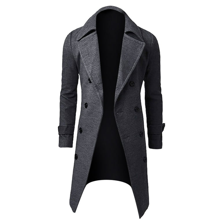 Trench Coat Men Double Breasted Green Wool Long Winter Dinner Coat 