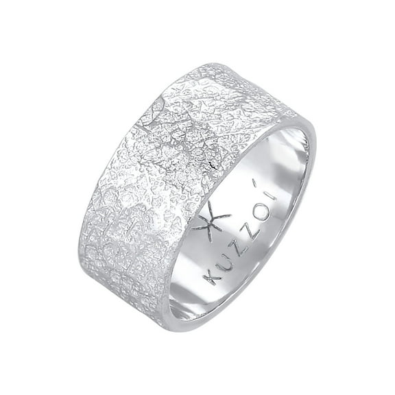 KUZZOI Men's structured brushed finish band ring 925 Silver Size 9-11