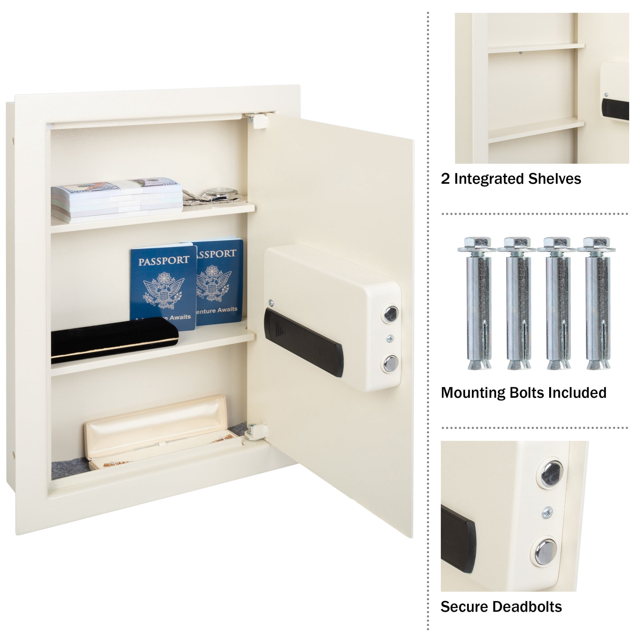 Paragon Safes In-Wall Safe with Digital Keypad and 2 Override Keys (Cream)