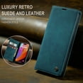thumbnail image 7 of Retro PU Leather Wallet Case Compatible with iPhone 16, Magnetic Closure Card Slots Cash Pocket Shockproof Protective Kickstand Durable Flip Case Cover for iPhone 16, Blue, 7 of 7