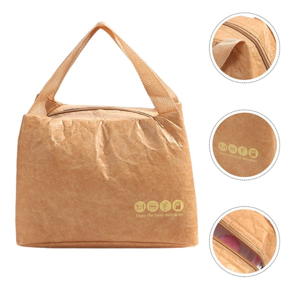 COSMOBETTY Lunch Box Insulation Bag Breathable Small Insulated Lunch Bags Brown 1Pack 8.7x5.9x6.7in