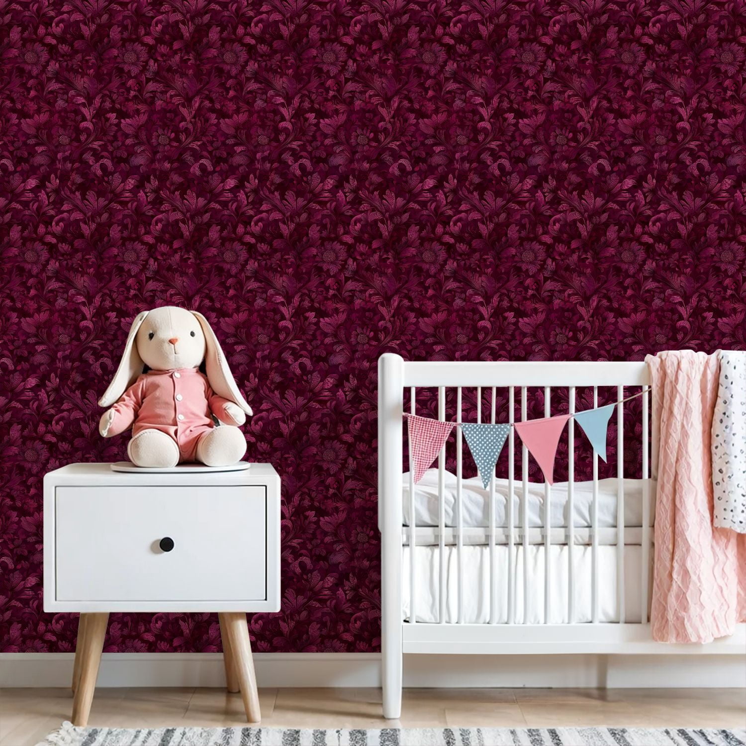 Peel and Stick Wallpaper 23.6in x 9.8ft Luxurious Burgundy Damask Floral Vintage Contact Paper Vinyl Waterproof Self Adhesive Wall Paper for Bedroom Shelf Cabinet Renter Friendly