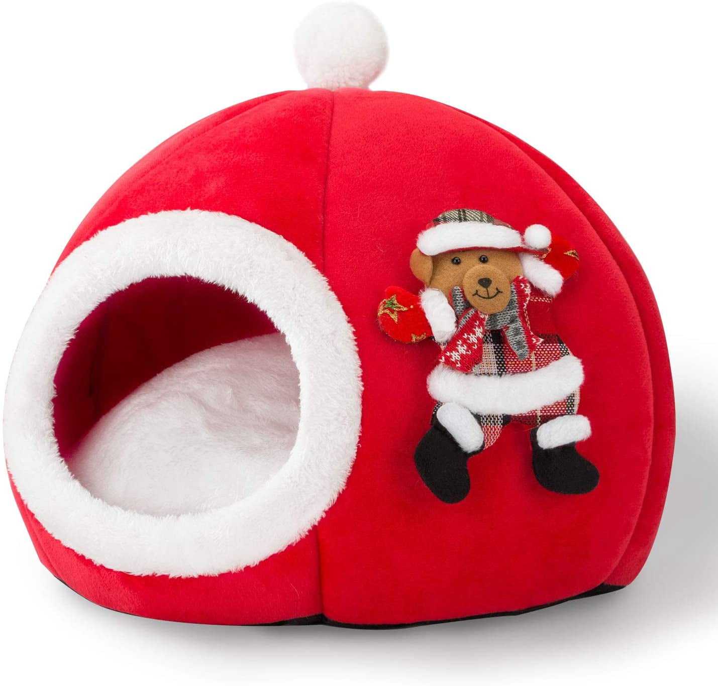 Kitten Bed Cave Bed for Cats & Dogs, Cat Hut/Covered Cat Bed Caves with Removable Washable