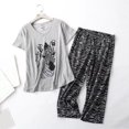 thumbnail image 4 of vigerkar Womens Cotton Pajama Sets Short Sleeve Top With Capri Pants 2 piece sets for Women Summer Pajamas Lounge Set Dark Gray, 3XL, 4 of 4