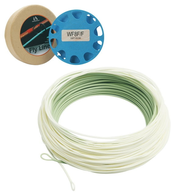 Outbound Short Fly Fishing Line 6-10wt 100FT Weight Forward Saltwater Fly Line With 2 Welded Loops with Spool and Box Mainline