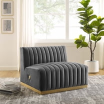 Modway Conjure Channel Tufted Performance Velvet Armless Chair in Gold Gray