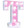 thumbnail image 1 of Lámpara LED Pooqla con letras en T, color rosa, funciona con pilas, 1 of 6