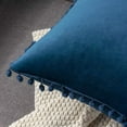 thumbnail image 4 of ZOELNIC Pack of 2 Decorative Throw Pillow Covers with Pom Poms Soft Square Velvet Pillow Case for Couch Sofa Bedroom 18''x18'' Navy Blue, 4 of 8