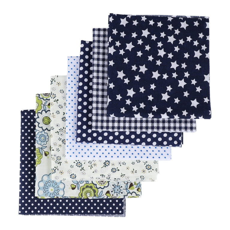 Hi.FANCY 7-Piece Mixed Printing Fabrics for Sewing Materials Quilting  Scrapbooking Cotton Cloth 25x25cm/9.84*9.84inch Navy 
