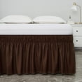 thumbnail image 3 of UniVerse Bed Skirt Three Fabric Sides Elastic Wrap Around Dust Ruffled Solid Bed Skirts Easy On/Easy Off 16 Inch Tailored Drop, Chocolate, Twin/Full, 3 of 12