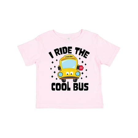 

Inktastic I Ride the Cool Bus with Yellow Bus Gift Toddler Boy or Toddler Girl T-Shirt