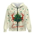 thumbnail image 4 of FOR U DESIGNS Christmas Tree Zipper Hoodies for Women Long Oversized Hooded Cardigan Size XS Long Sleeve Sweatshirt for Women Down-Shoulder Collar Hoodie with Pockets, 4 of 7