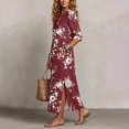 thumbnail image 5 of Ayolanni V Neck Fall Dresses for Women Plus Size 3/4 Sleeve A-Line Maxi Dresses Boho Beach Floral Babydoll Long Dress Red L, 5 of 7