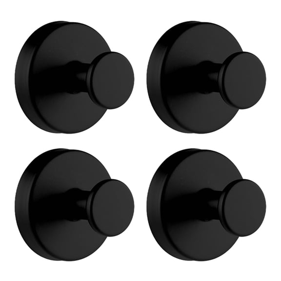 Lumikrypt 4 Pack Suction Cup Hooks for Shower, Reusable Towel Hooks for Bathroom Glass Window Tile, No Drill Shower Hooks for Hanging Loofah, Robe, Matte Black