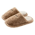 thumbnail image 3 of Gubotare Outdoor Slippers for Women Women Perfect Soft Plush Comfy Warm Slip-On Slippers fo Women Indoor fluffy House Slippers for Women and Men Non-slip Fuzzy Flat Slides Size 10 (Coffee,10), 3 of 5