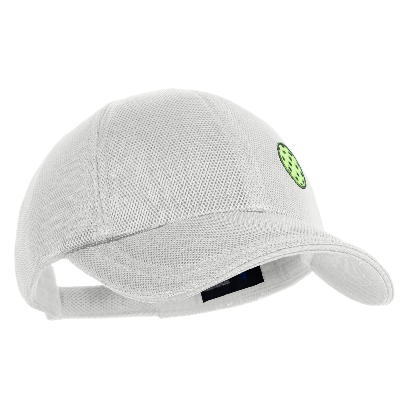 Pickleball Balls Embroidered Iron on Patched Deluxe Performance Mesh Cap - White OSFM
