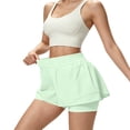 thumbnail image 5 of Dwellite Running Shorts for Women High Waisted Quick Dry Butterfly Flowy Athletic Gym Yoga with Pockets Light Green S, 5 of 5