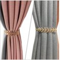 thumbnail image 2 of 2Pcs Curtain Tieback Aluminum Leaf Shaped Curtain Holdback Simple Modern Curtain Buckle Elastic Curtain Strap Decorative Drape Tie Back for Curtain Draperies Golden, 2 of 7