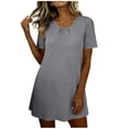 thumbnail image 5 of TaTaai Women's Summer Casual Fashion Solid Crew Neck Short Sleeve Mini Nightgown Soft Comfortable Short Dress Gift, 5 of 9