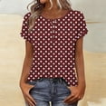 thumbnail image 2 of yillto Womens Short Sleeve Tops Summer Printed Crewneck Buttons Pullover Shirts Casual Dressy Tunic Blouses, 2 of 7