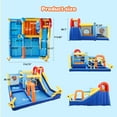 thumbnail image 2 of JOYLDIAS Inflatable Water Slide Bouncer Castle Kids Playhouse with Splash Pool, Climbing Wall, Trampoline, Felt Ball Target, Ring Toss Game, 550W Air Blower, 2 of 9