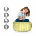 thumbnail image 2 of Retro Storage Toy Bag Chair, Vertical Stripes with Polka Dots and Circles Geometric Symmetric Pattern, Stuffed Animal Organizer Washable Bag, Small Size, Avocado Green Cream, by Ambesonne, 2 of 3