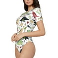 thumbnail image 2 of Fotbe Dinosaur Women's Crew Neck Short Sleeves Bodysuit Tops Round Neck Slim Sleeveless Soft Comfortable Basic-X-Large, 2 of 9