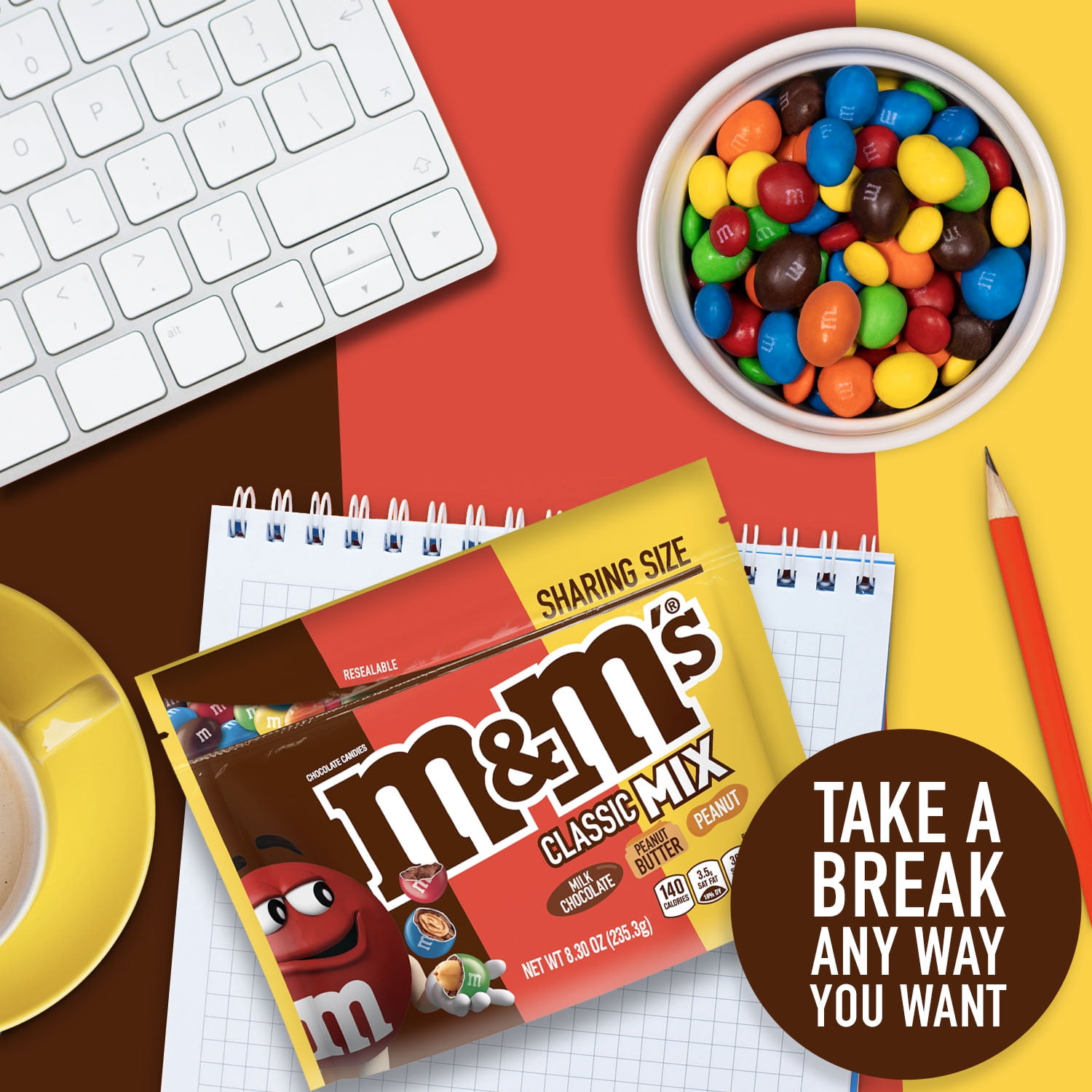 M&M's Classic Mix Chocolate Candy, Sharing Size - 8.3 oz Bag