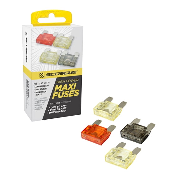 Scosche PMXK4-WP1 Maxi Fuses Use 12 v W/ Wiring Kits/Fuse Holders/Distribution Blocks Multi Color