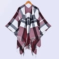 thumbnail image 2 of Gpaecead Unisex Scottish Plaid Cape - Classic Fringe Detail Oversized Shawl With Side Vents Red, 2 of 4
