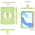 thumbnail image 3 of 3-Layer Kids Case for iPad Air 11 Inch 2024, Durable Sturdy Protection Silicone PC Case with Swivel Stand, Hand Strap and Shoulder Strap + Pencil Holder with Charging Port Lid - Greenwhite, 3 of 13