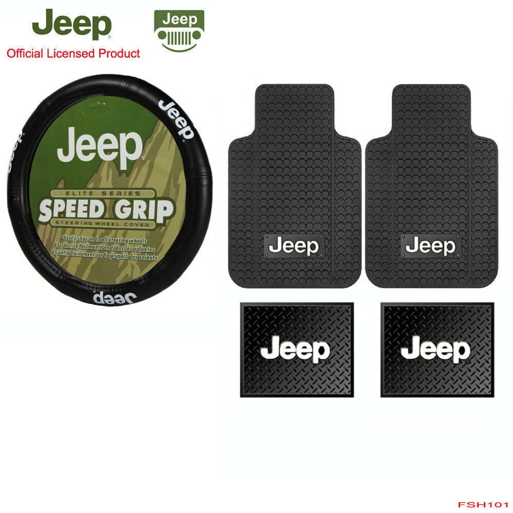 Jeep Logo 2 Front Vinyl Floor Mats and 2 Rear Vinyl Floor Mats with