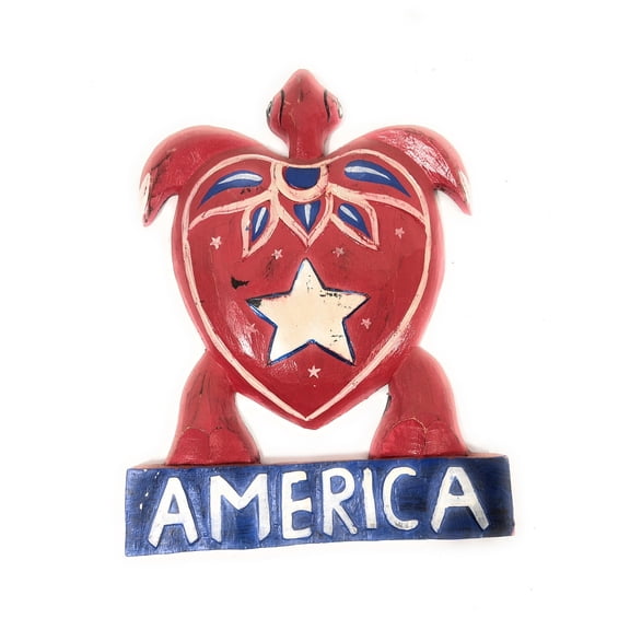 Carved Turtle America 12" w/ Aloha - Texas Americana Decor | #dpt5318