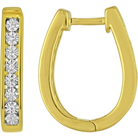 1/10 Carat T.W. Diamond 14kt Gold over Sterling Silver Miracle Hoop Earrings