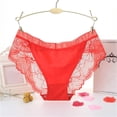 thumbnail image 2 of Panties for Women,Mid Waist Lace Underwear Breathable Stretchy Soft Briefs Comfortable Ladies Panties,Womens Underwear,Red,One Size, 2 of 3
