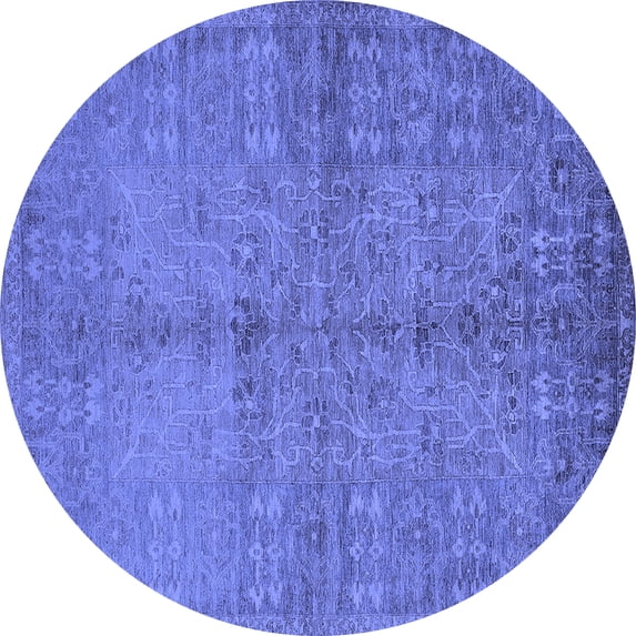 Ahgly Company Indoor Round Oriental Blue Industrial Area Rugs, 7' Round